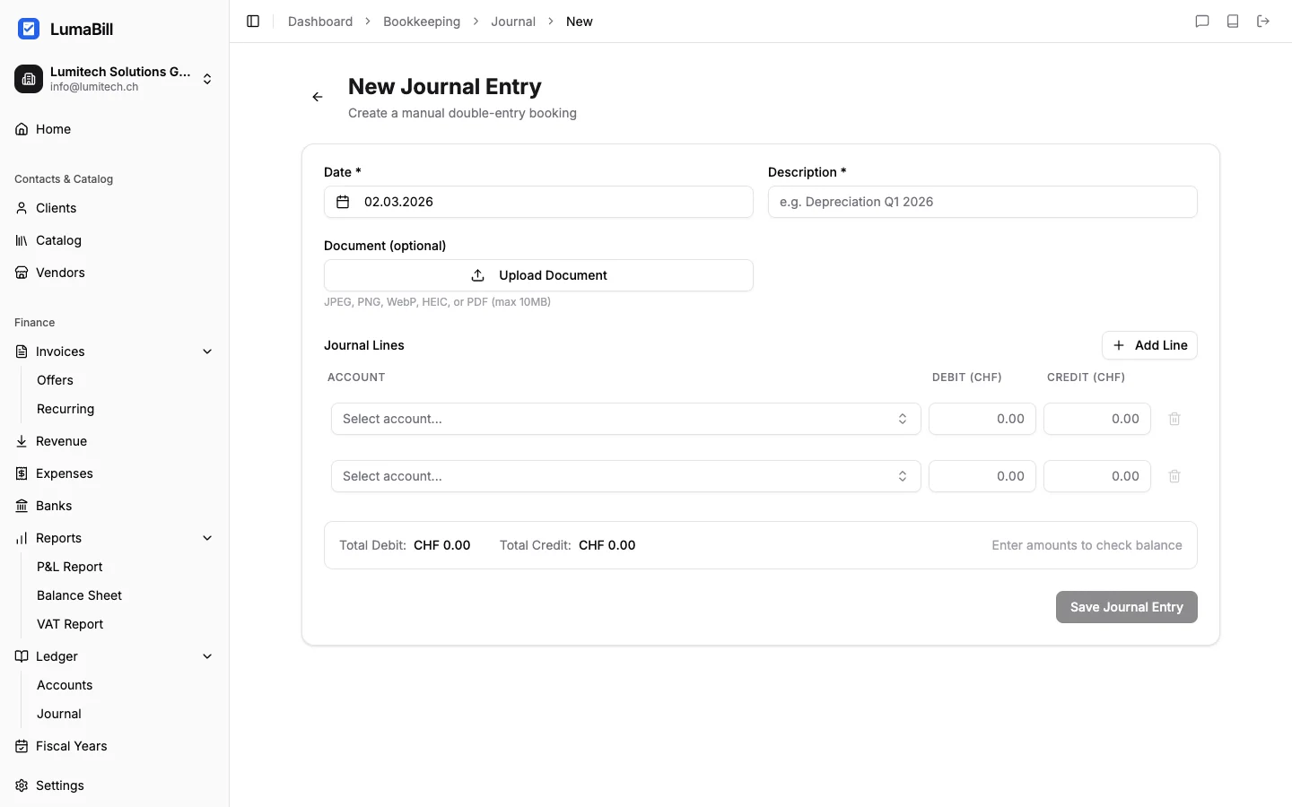 Create a manual entry