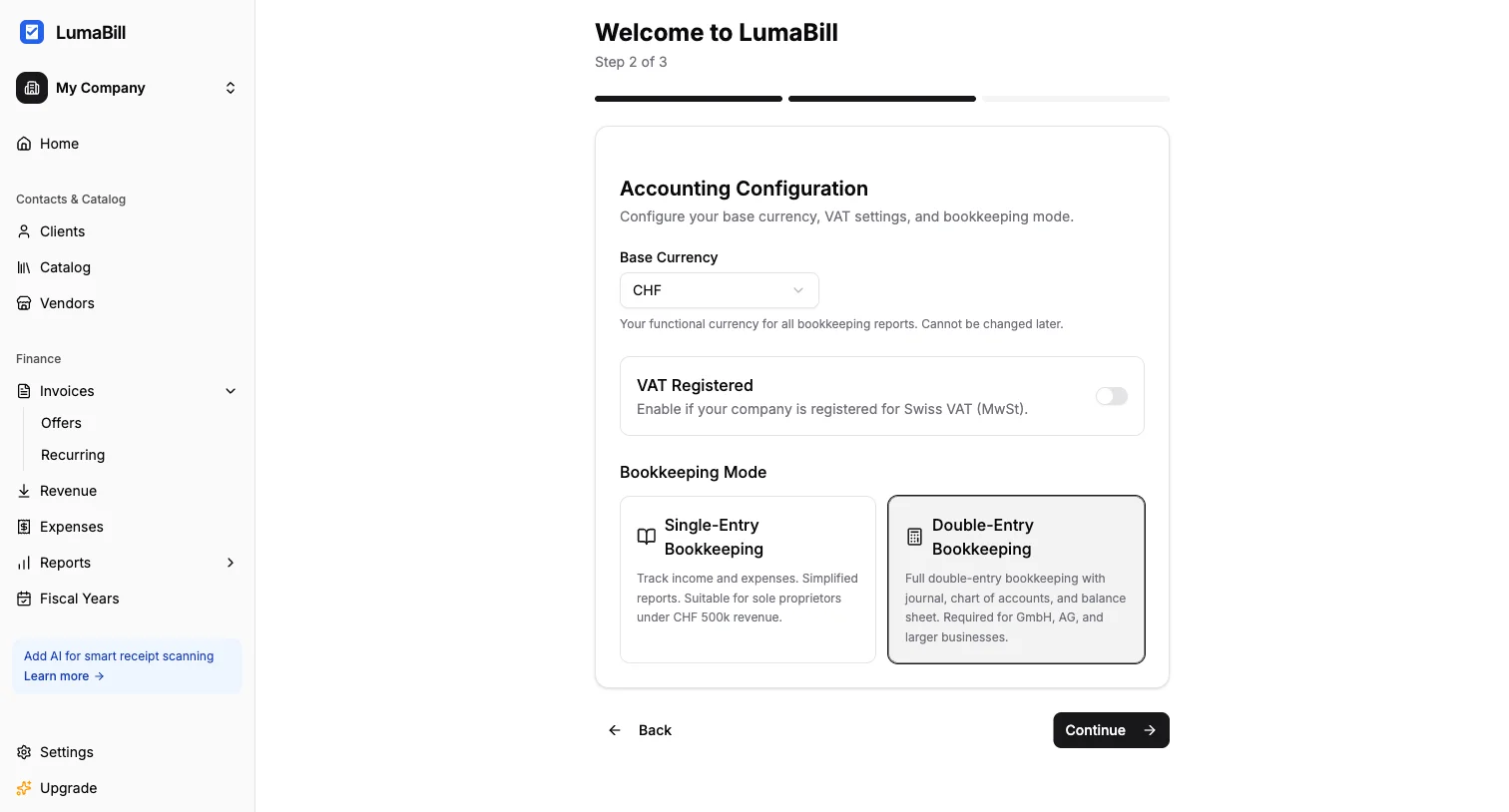 Step 2: Accounting settings