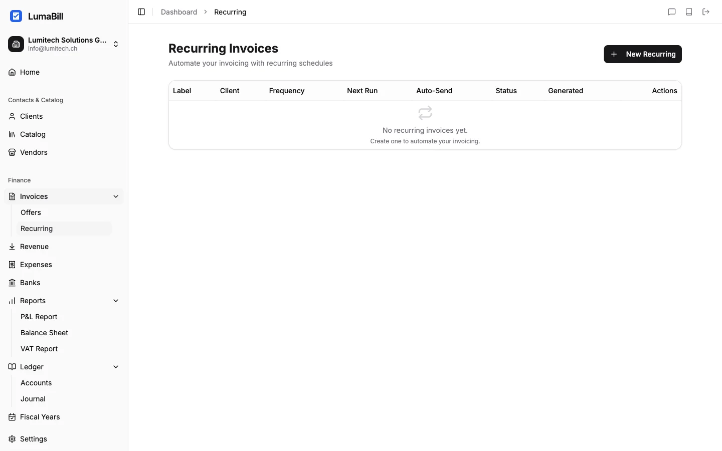 Recurring invoices overview